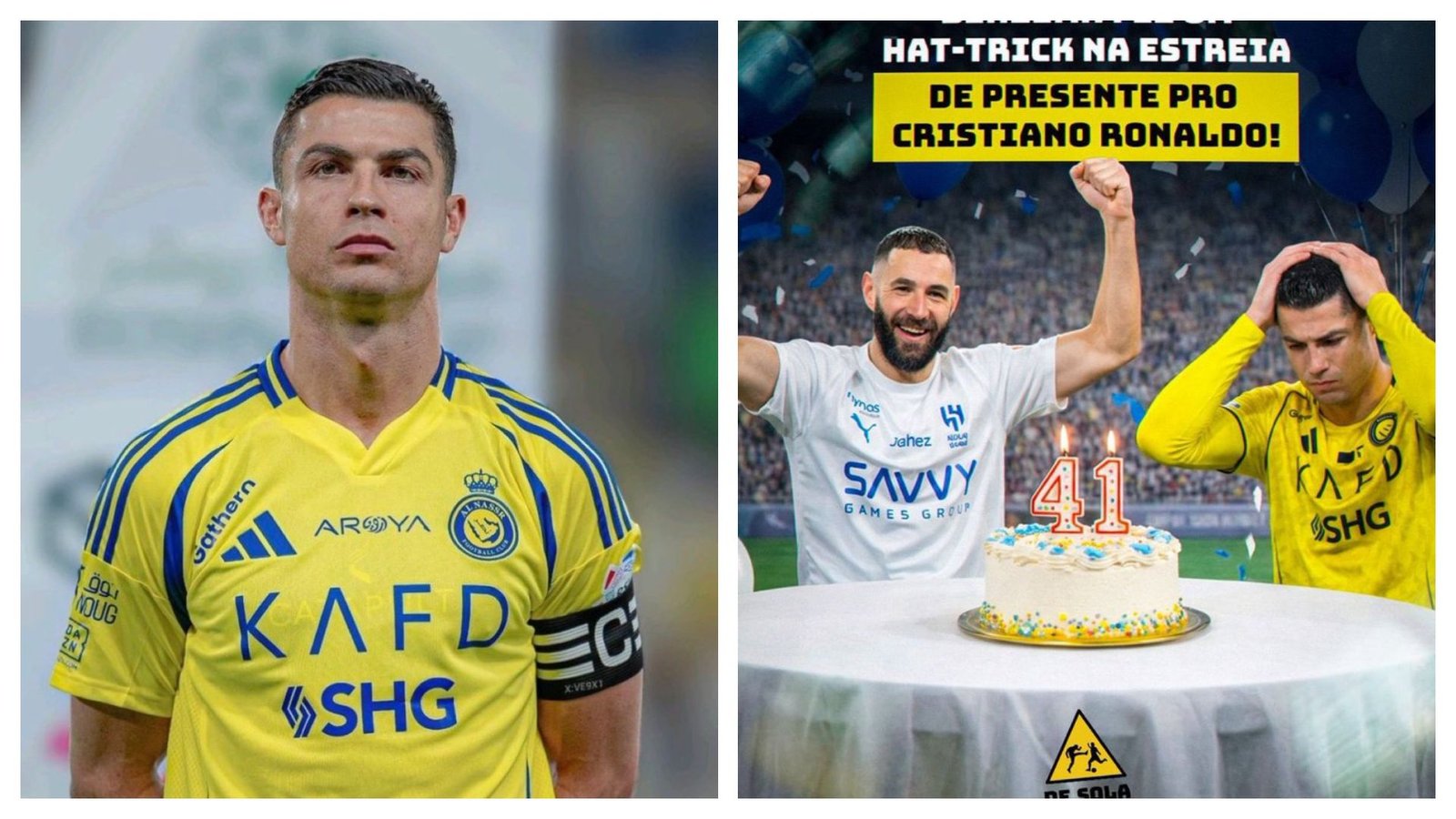 «هدية عيد ميلاده تتحول إلى سخرية» قناة برازيلية تستعرض تجاهل رونالدو بعد هاتريك بنزيما في الأخدود